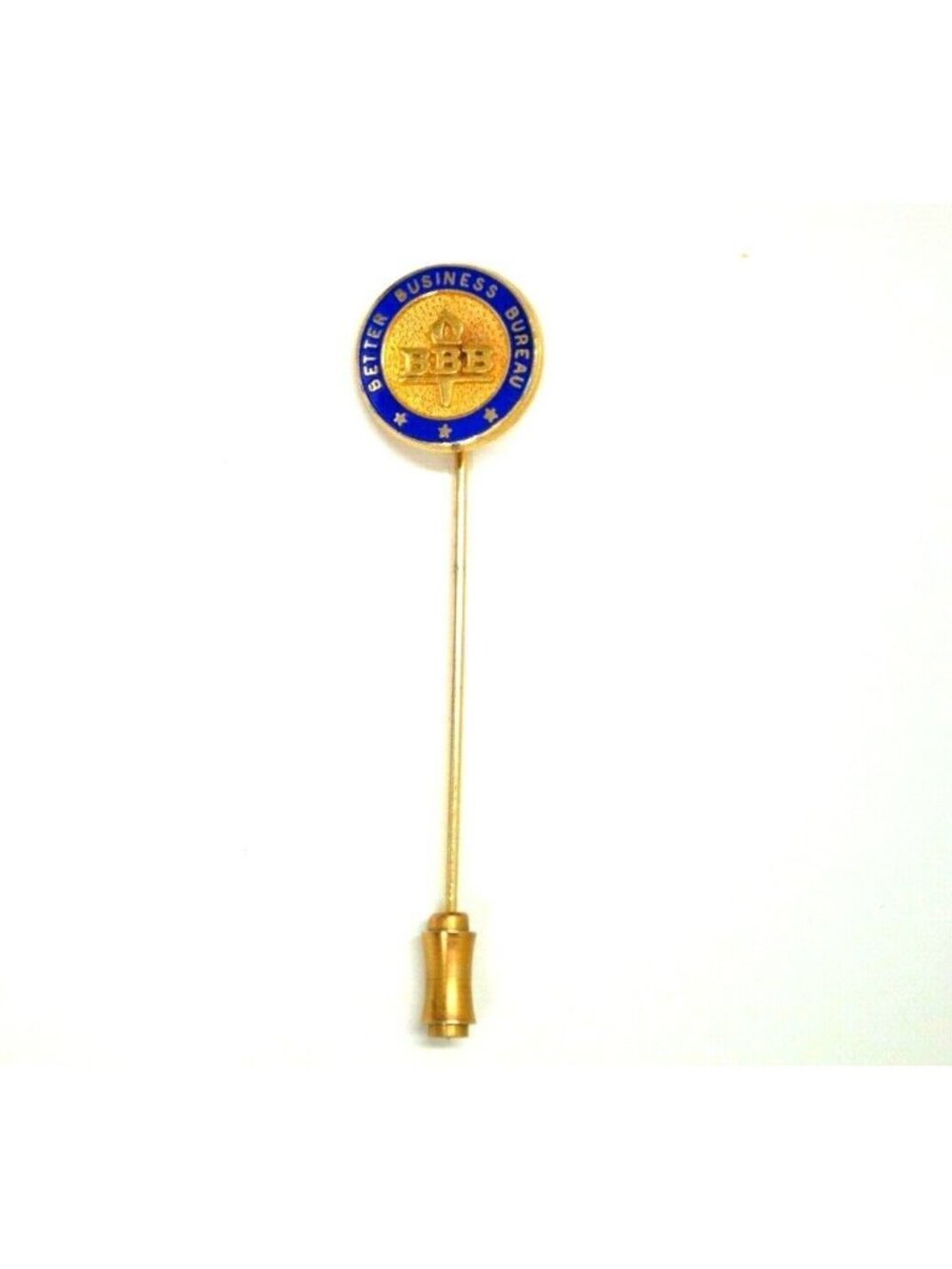 Better Business Bureau Hatpin Gold Tone Blue Enamel Pin BBB Standard Ethic